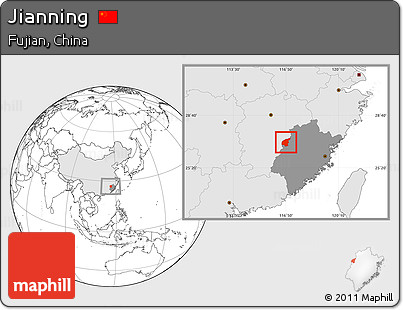 Blank Location Map of Jianning, highlighted country, highlighted parent region