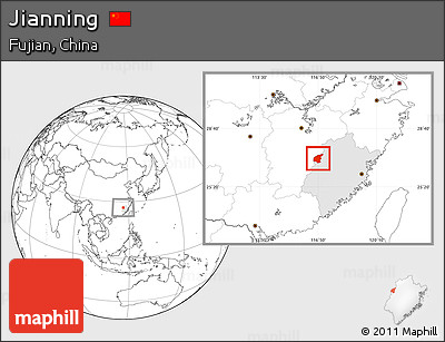 Blank Location Map of Jianning, highlighted parent region