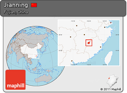 Gray Location Map of Jianning, highlighted country