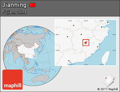 Gray Location Map of Jianning, highlighted country