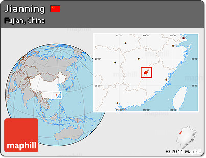 Gray Location Map of Jianning, highlighted country