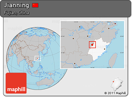 Gray Location Map of Jianning, highlighted parent region
