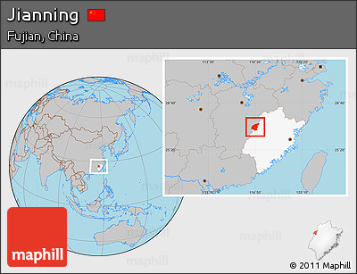 Gray Location Map of Jianning, highlighted parent region
