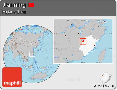 Gray Location Map of Jianning, highlighted parent region