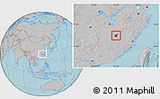 Gray Location Map of Jianning, hill shading
