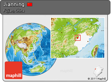 Physical Location Map of Jianning, highlighted parent region