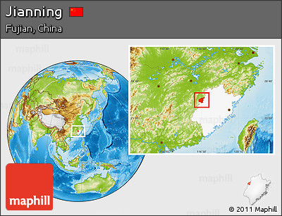 Physical Location Map of Jianning, highlighted parent region