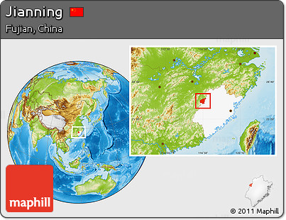 Physical Location Map of Jianning, highlighted parent region