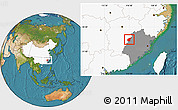 Satellite Location Map of Jianning, highlighted country, highlighted parent region