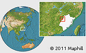 Satellite Location Map of Jianning, highlighted parent region