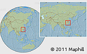 Savanna Style Location Map of Jianning, within the entire country, hill shading