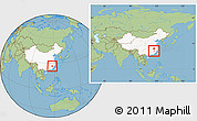 Savanna Style Location Map of Jianning, highlighted country, within the entire country