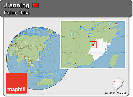 Savanna Style Location Map of Jianning, highlighted parent region