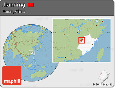 Savanna Style Location Map of Jianning, highlighted parent region