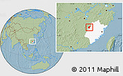 Savanna Style Location Map of Jianning, highlighted parent region, hill shading
