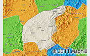 Shaded Relief Map of Jianning, political outside