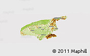 Physical Panoramic Map of Jianning, cropped outside