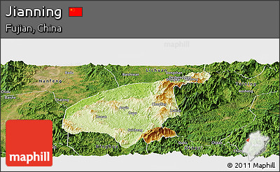 Physical Panoramic Map of Jianning, satellite outside
