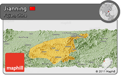 Savanna Style Panoramic Map of Jianning