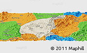 Shaded Relief Panoramic Map of Jianning, political outside