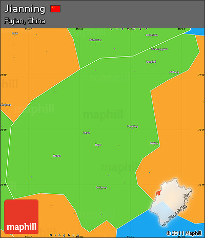 Political Simple Map of Jianning