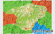 Physical 3D Map of Jianou, political outside