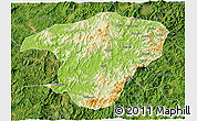 Physical 3D Map of Jianou, satellite outside