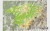 Physical 3D Map of Jianou, semi-desaturated