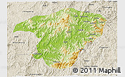 Physical 3D Map of Jianou, shaded relief outside