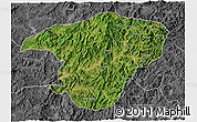 Satellite 3D Map of Jianou, desaturated
