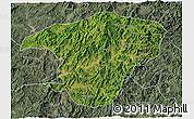 Satellite 3D Map of Jianou, semi-desaturated