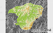 Physical Map of Jianou, darken, desaturated