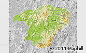 Physical Map of Jianou, lighten, desaturated