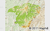 Physical Map of Jianou, lighten