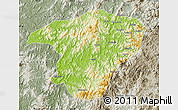 Physical Map of Jianou, semi-desaturated