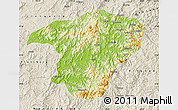Physical Map of Jianou, shaded relief outside