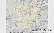 Shaded Relief Map of Jianou, desaturated
