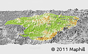 Physical Panoramic Map of Jianou, desaturated