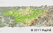 Physical Panoramic Map of Jianou, semi-desaturated