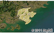 Satellite 3D Map of Jinjiang, darken