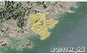 Satellite 3D Map of Jinjiang, semi-desaturated