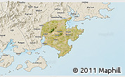 Satellite 3D Map of Jinjiang, shaded relief outside