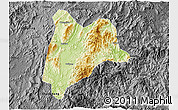 Physical 3D Map of Liancheng, darken, desaturated