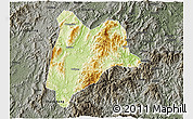 Physical 3D Map of Liancheng, darken, semi-desaturated