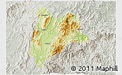Physical 3D Map of Liancheng, lighten, semi-desaturated