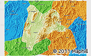 Physical 3D Map of Liancheng, political outside
