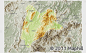 Physical 3D Map of Liancheng, semi-desaturated