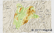 Physical 3D Map of Liancheng, shaded relief outside