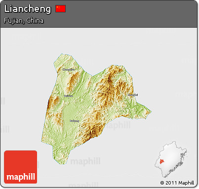 Physical 3D Map of Liancheng, single color outside