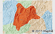 Political 3D Map of Liancheng, lighten